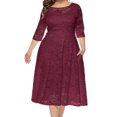 thumbnail image 3 of LLYwey en Solde Robes Décontractées pour Femmes Mode Col en V Fente Petite Traîne Longue Robe de Soirée Robe Longue Nouvelle Robes Maxi Bordeaux 5TG, 3 of 4