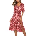 thumbnail image 1 of Jusqu'à 65 % de Rabais! Robes d'Été Mode pour Femmes 2024 Grande Taille Robe Décontractée à Imprimé Col en V Manches Courtes Robe Ample, 1 of 5