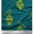 thumbnail image 1 of Soimoi Polyester Crepe Fabric Leaves,Bird & Floral Block Print Sewing Fabric Yard 42 Inch Wide, 1 of 3