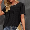 thumbnail image 4 of Styesk Hauts pour Femmes Femmes Décontracté Boho Haut Manches Courtes Été Col Rond Chemises Amples Dentelle Décontracté Blouses Unies, 4 of 9