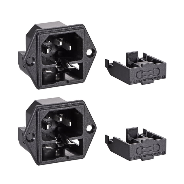 Unique Bargains Adaptateur de Montage de Panneau 250V AC 10A C14 3 Broches Module d'Entrée IEC 2 Pcs