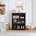 thumbnail image 2 of 3-Tier Rustic Brown Wooden Bookshelf - Adjustable Wide Bookcase with Open Shelves, Anti-Tip & Anti-Slip, Tall Display Storage for Home Office, Living Room, 2 of 5
