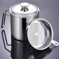 thumbnail image 4 of Pompotops Pot à Huile en Acier Inoxydable 1,8l Grande Capacité Filtre Résidu d'Huile Réservoir de Stockage d'Huile Pot à Huile Ménager avec Filtre Tasse de Retour d'Huile Liquidation, 4 of 8