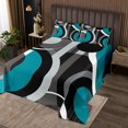 thumbnail image 2 of Erosebridal Abstract Striped Coverlet Set King, Modern Geometric Bedding Set, Circle Swirl Decor 3pcs, 2 of 5