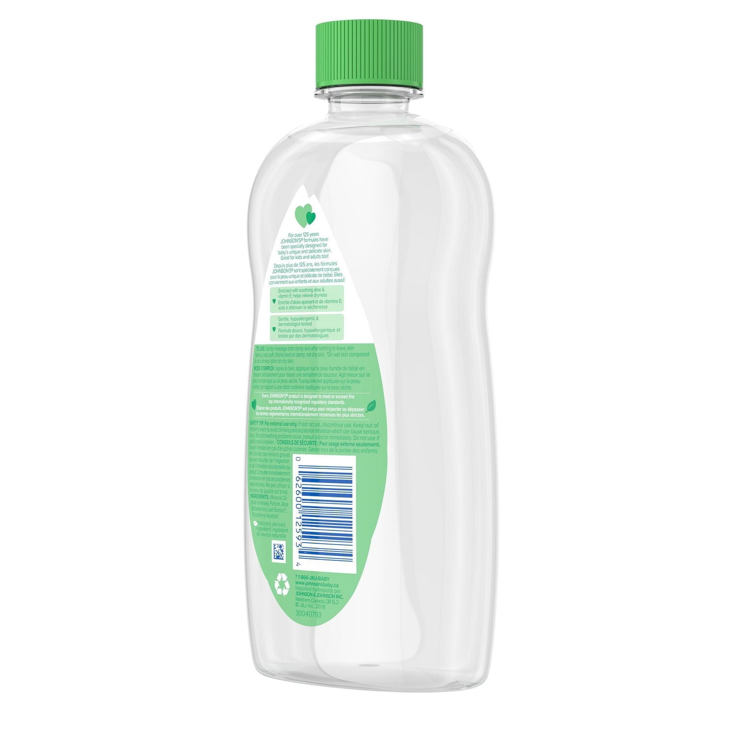 Johnson's Bébé, Aloès Vera & Vitamine E, Gel d'Huile pour Bébé591ml