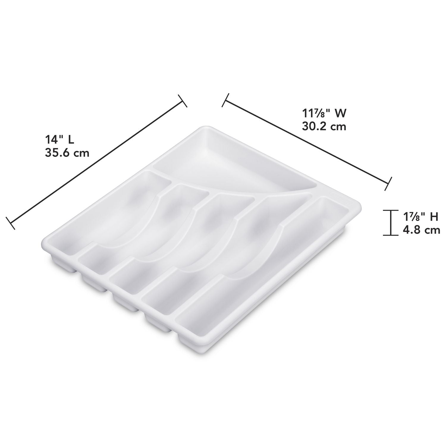 Plateau de coutelleries de Sterilite en blanc à 5 compartiments