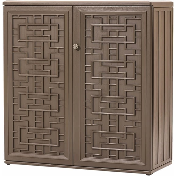 Horti Cubic Armoire de Rangement en Résine avec 1 Tablette, Boîte Deck Étanche de 60 Gallons pour l'Intérieur et l'Extérieur