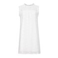 thumbnail image 4 of EGNMCR Robes d'Été Femmes Tendance Mode d'Été pour Femmes Col Rond Sans Manches Dentelle Crochet Découpes Ample Dentelle Midi Robe de Vacances, 4 of 8