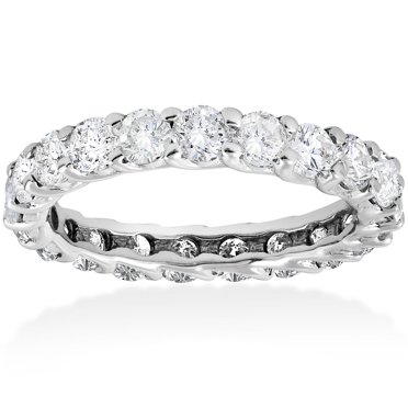 Bague de Mariage Éternité en Diamant Rond 3 ct en Or Blanc 14 K pour Femme, Anneau Empilable