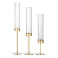 thumbnail image 2 of Meiiso Hurricane Proof Glass Candle Holders Candles and Candle Holders, Fluted Candle Holder Ribbed Glass Candle Holder Gold Candlestick Holders Metal, 2 of 9