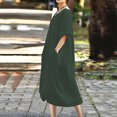 thumbnail image 4 of Gspmoly Robes d'Été pour Femmes, Robe Décontractée Ample à Manches Longues à Col en V en Coton et Lin de Couleur Unie pour Femmes, Robes de Vacances pour Femmes en Liquidation, 4 of 8