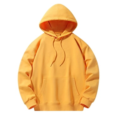 RXIRUCGD Men's Fashion Casual Hoodie Hoodie Solid Round Neck Long Sleeve Zipper Pocket Tops Sports Outdoor Sweater, Yellow, Size: M