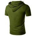 thumbnail image 3 of T-Shirt à Capuche à Cordon de Serrage Mode Décontractée pour Hommes Manches Courtes (Vert Armée, L), 3 of 3