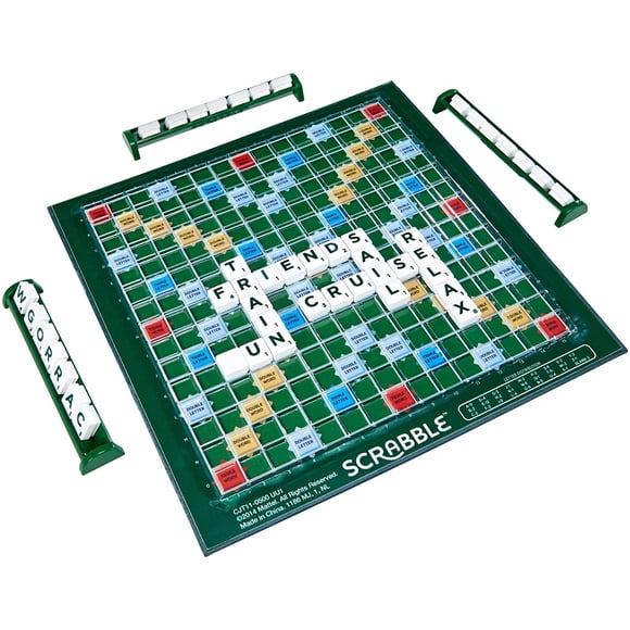 Scrabble Grand Édition Pliable avec Plateau de Jeu en Bois Rotatif