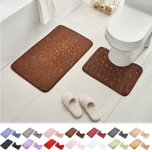 CQCYD Bathroom Rug Set, Foam Bath Mat Toilet Mat, Soft Absorbent Thick Non-Slip Backing, Universal Machine Washable Bathroom Floor Mat for Toilet Shower Tub