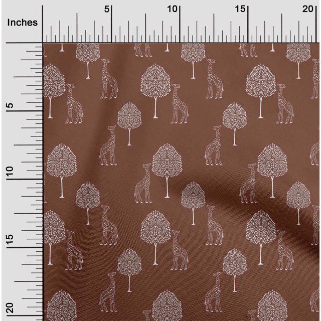 oneOone Cotton Silk Fabric Tree & Giraffe Block Print Fabric By The Yard 42 Inch Wide