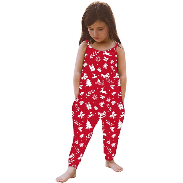 LSLJS Toddler Baby Girl Jumpsuits Strap Romper Christmas Wapiti Pants with Pockets, Christmas Outfits Set