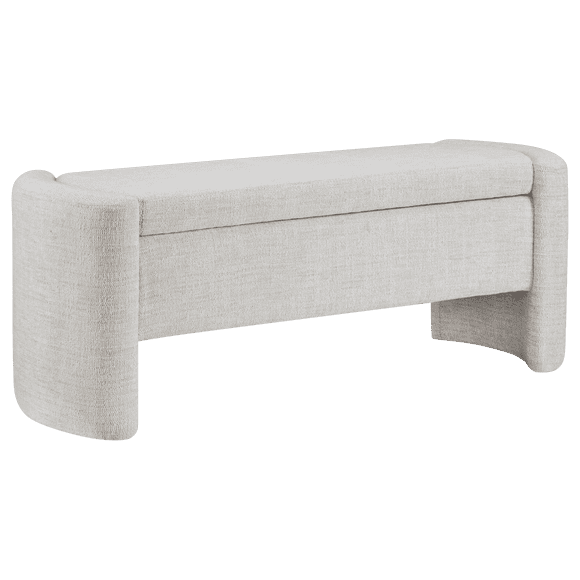 Bouclair Cream Upholstered Storage Ottoman