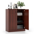 thumbnail image 1 of Costway Armoire de Rangement à 2 Portes Organisateur de Rangement Autoportant avec Étagère à 3 Niveaux Entrée Brun, 1 of 10