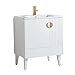 thumbnail image 3 of Fine Fixtures Collection Vénitienne - Meuble-Lavabo de Salle de Bain Blanc Simple de 30 Pouces, Poignées en Laiton., 3 of 4