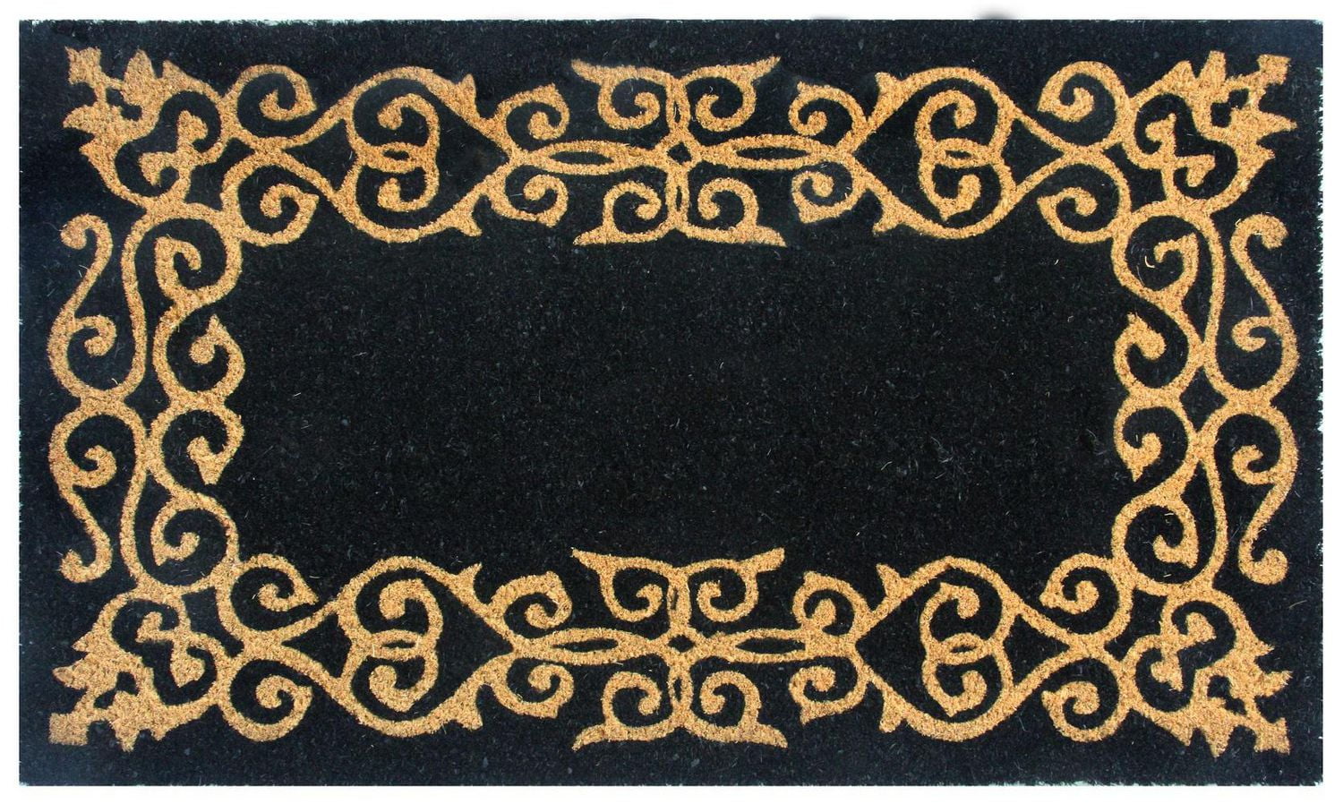 Home Décor Inc. Fancy Scroll Coir Doormat – 18" x 30", Durable, Natural Fiber, Anti-Skid Backing