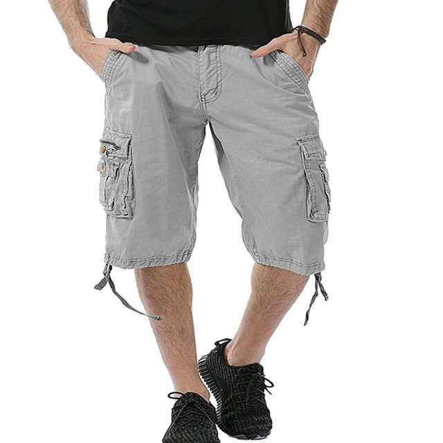 Button-Zipper Closure Cargo Shorts for Men with Pockets