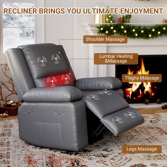 BeesClover Electric Lift Recliner Chair with Massage and Heat, 8-Point Vibration Massage Chairs, PU Leather Power Lift Recliner Chair for Elderly