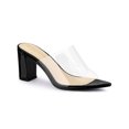 thumbnail image 1 of BLISSFUL STEP Women's Clear Point Toe High Block Heel Mules Slides Sandals Black 6.5, 1 of 8