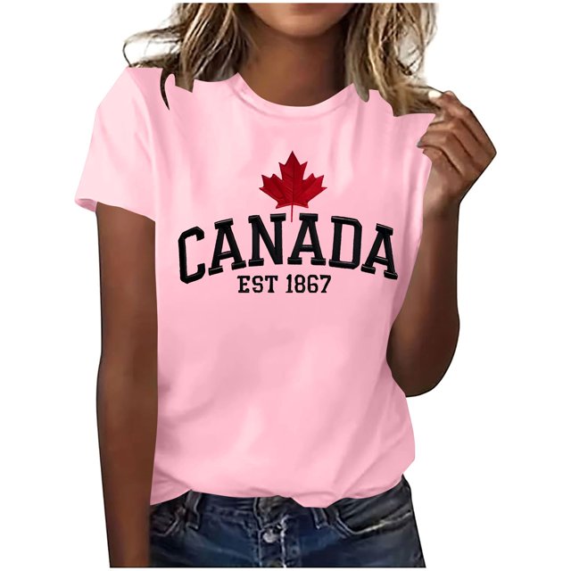 Pisexur Nouveau T-shirt à Manches Courtes Col Rond Imprimé Décontracté pour Femmes, Hauts d'Été pour Femmes Rose, 2TG