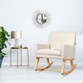 thumbnail image 2 of Gymax Mid Century Fabric Rocking Chair Upholstered Accent Armchair Lounge Chair Beige, 2 of 10