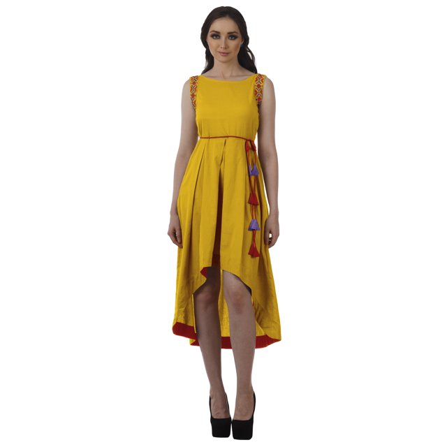 Moomaya Robes Asymétriques Sans Manches à Encolure Bateau pour Femmes, Robes Asymétriques Hautes-Basses
