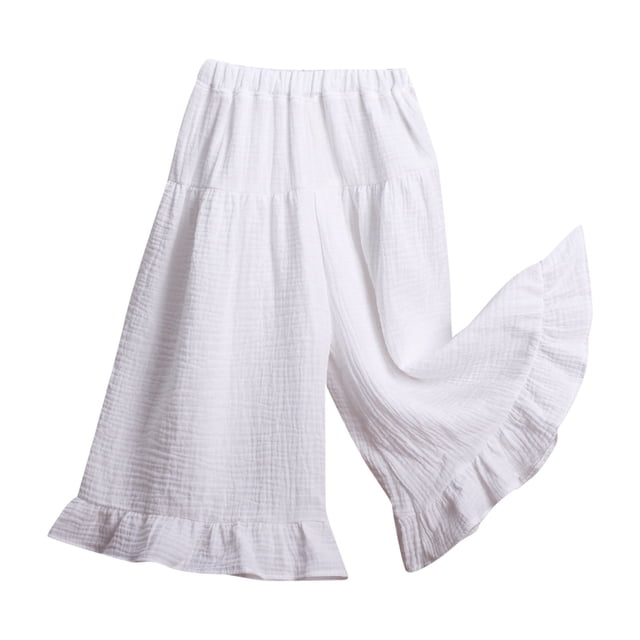Liyamei Girls' Solid Color Lace Wide Leg Pants,6-12 Months