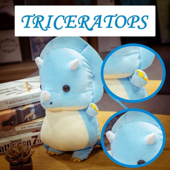 Follure Cute Dinosaur Children‘s Christmas Doll Super Soft Short Plush Toy(Triceratops)