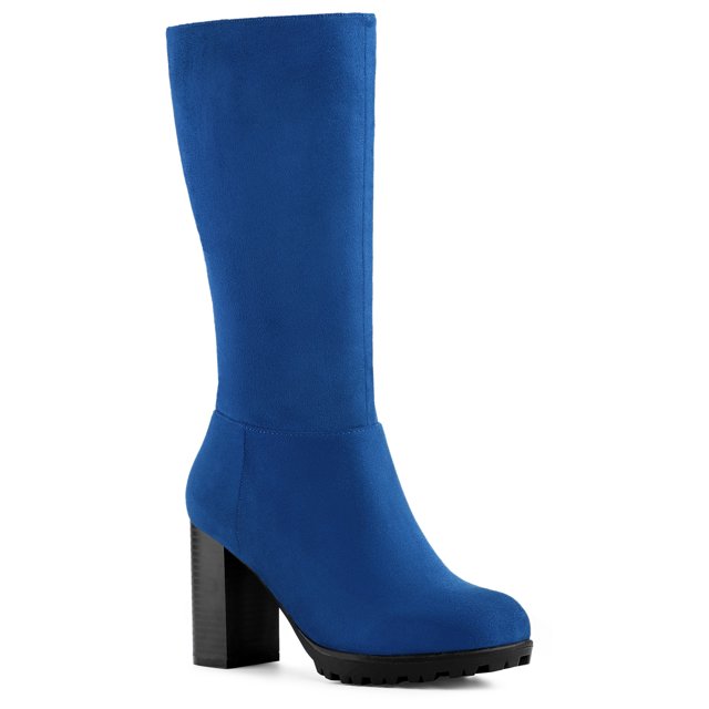 Unique Bargains Women's Mid-calf Block Heel Boots