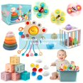 thumbnail image 3 of 6 In 1 Baby Toys 6 To 12 Months, Montessori Toy Soft Building Blocks Stacking Ring, 3 of 4
