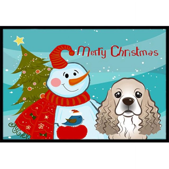 Carolines Treasures BB1836MAT Snowman With Cocker Spaniel Indoor & Outdoor Mat- 18 x 27 in.