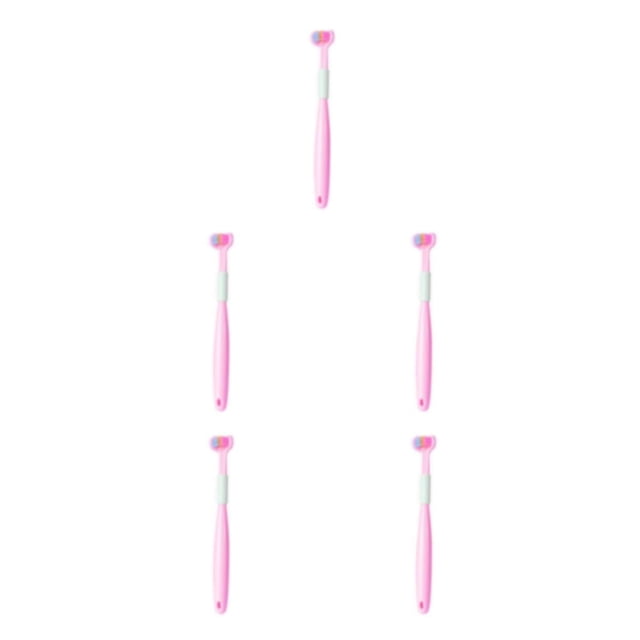 kurtrusly Childrens Three Sided Toothbrush Fun And Effective Brushing For Children Of All A22 Peach Pink Child 5Set