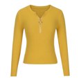 thumbnail image 4 of Qertyioot Hauts d'Hiver pour Femmes Mode Féminine et Décontractée Fermeture Éclair Col Rond Manche Chandail Blouse Uni, 4 of 7