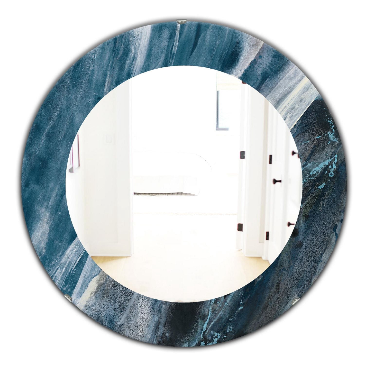 Designart 'Splash Blue Indigo' Miroir Moderne - Mural Ovale ou Rond 24x24
