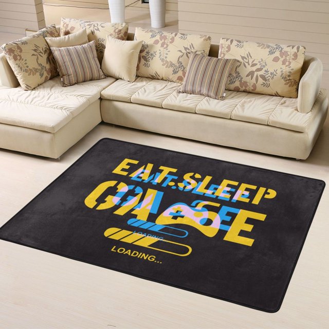 DouZhe Tapis de Jeu Slogan Motif Jeux Tapis de Zone Antidérapant Lavable en Machine, Style Tapis Paillasson, 63x48 Pouces