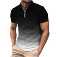 thumbnail image 1 of Chemises pour Hommes Imprimé Décontracté Manches Courtes Col Rabattu T-Shirt à Fermeture Éclair Blouse Tops, 1 of 5