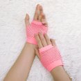 thumbnail image 4 of Unique Bargains Ladies Magenta Fish Net Fingerless Short Gloves Pair M, 4 of 5