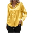 thumbnail image 2 of Ladies Tops, Women's Solid Color Long Sleeved Button Turndown Collar Fashionable Top, Birthday Gifts, 2 of 5