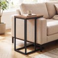 thumbnail image 2 of Gymax Table d'Appoint en Forme de C avec Patins de Pieds Ajustables Petite Table à Collation pour Salon Brun Rustique, 2 of 10