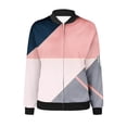 thumbnail image 4 of Jamicy Veste Légère Femme Cadeau pour Femme Blouson Bomber pour Femme Léger à Fermeture Éclair Manches Longues Veste Décontractée Tendance Patchwork à Blocs de Couleur Manteau de Sport, 4 of 5