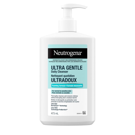 Neutrogena Ultra Gentle Foaming Facial Cleanser, Foaming Face Wash for Sensitive Skin, Gently Cleanses Away Dirt, Oil & Makeup Without Over Drying, Fragrance-Free