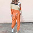 thumbnail image 2 of Kcodviy Femmes Manches Longues Couleur Costume de Douche Bloc Patchwork Col Ras du Cou T Costumes Formels pour Chemise Haut Blouse et Ensembles de Costumes pour Femmes Pantalons Longs Leggings Décontracté Petite Ensemble de Tenue de Costume, 2 of 5