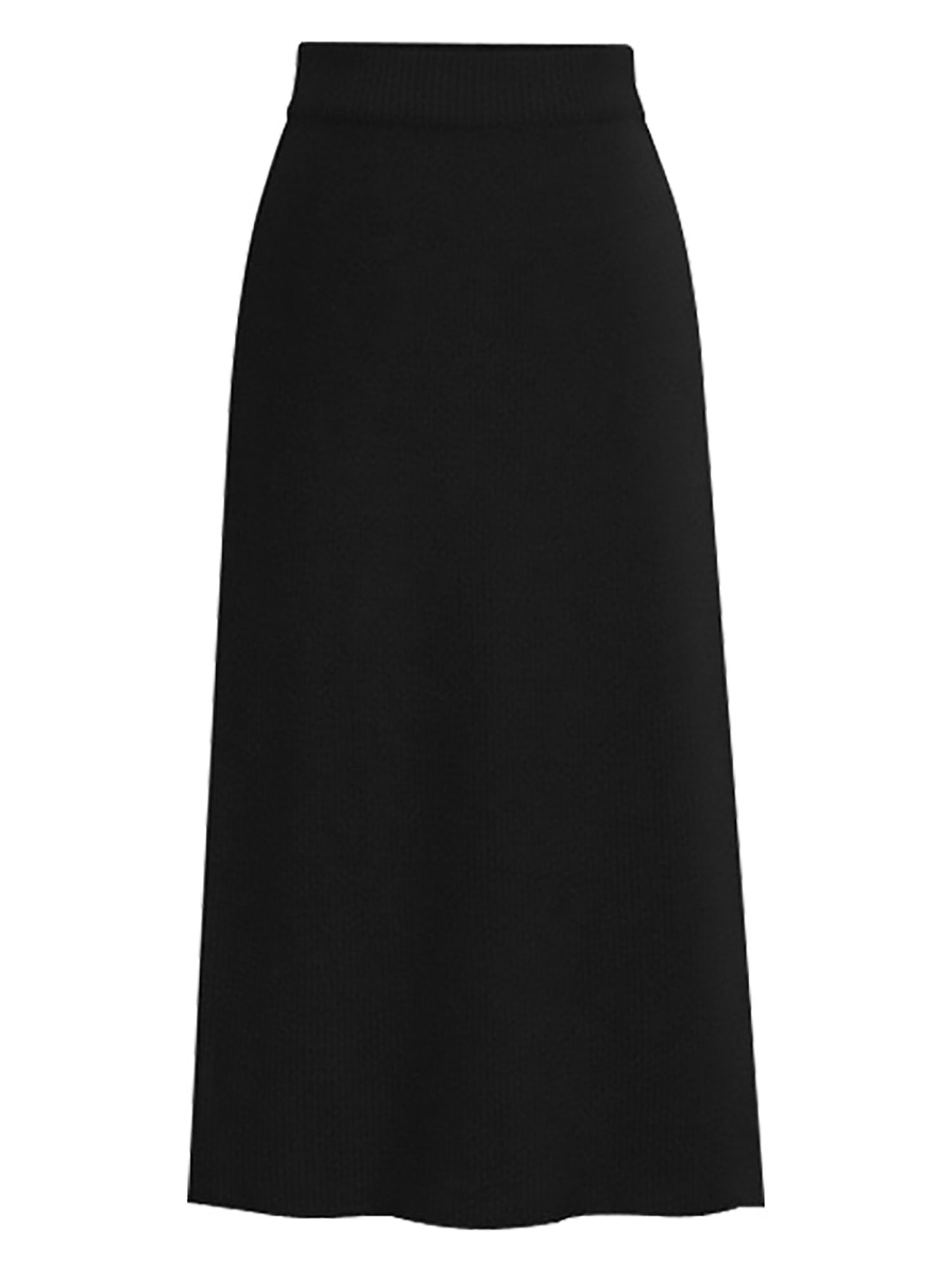 Innerwin Women's High Waist Midi Skirt, Knitted, Solid Color, Black, S