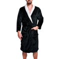 thumbnail image 1 of HBFAGFB Mens Bathrobe Plush Pajama Long Sleeves Softness Warm Flannel Robe with Pockets Black Size L, 1 of 9