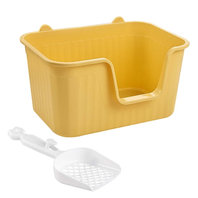 DOLITY Cat Litter Basin Bedpan Kitten Potty Toilet with Portable Open Xl Yellow